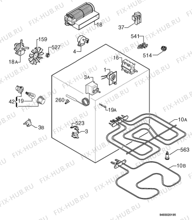 Взрыв-схема плиты (духовки) Zanussi ZBC747W - Схема узла Electrical equipment 268